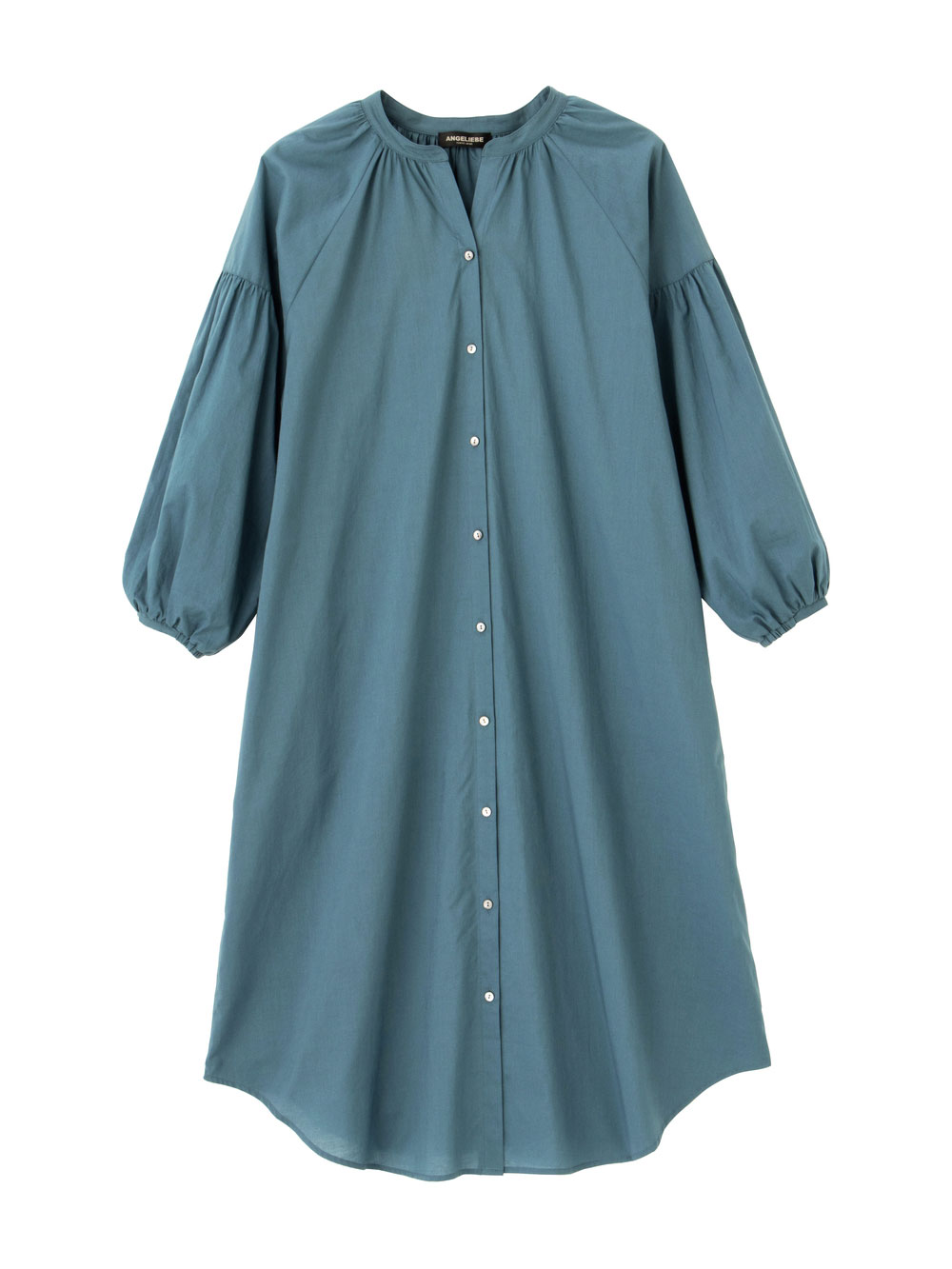 マタニティ ワンピース|コットンローン２WAYボリュームスリーブワンピース　マタニティ・授乳服【出産後も長く使える】|ブルー