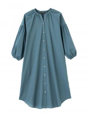 マタニティ ワンピース|コットンローン２WAYボリュームスリーブワンピース　マタニティ・授乳服【出産後も長く使える】|ブルー