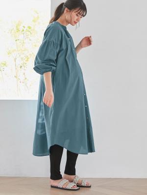 コットンローン２WAYボリュームスリーブワンピース　マタニティ・授乳服【出産後も長く使える】10179