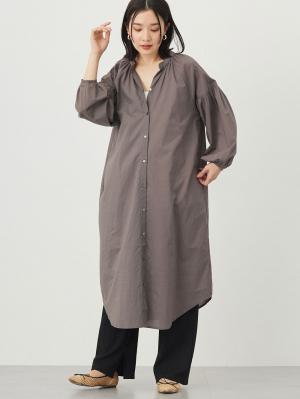 マタニティ ワンピース|コットンローン２WAYボリュームスリーブワンピース　マタニティ・授乳服【出産後も長く使える】|チャコール