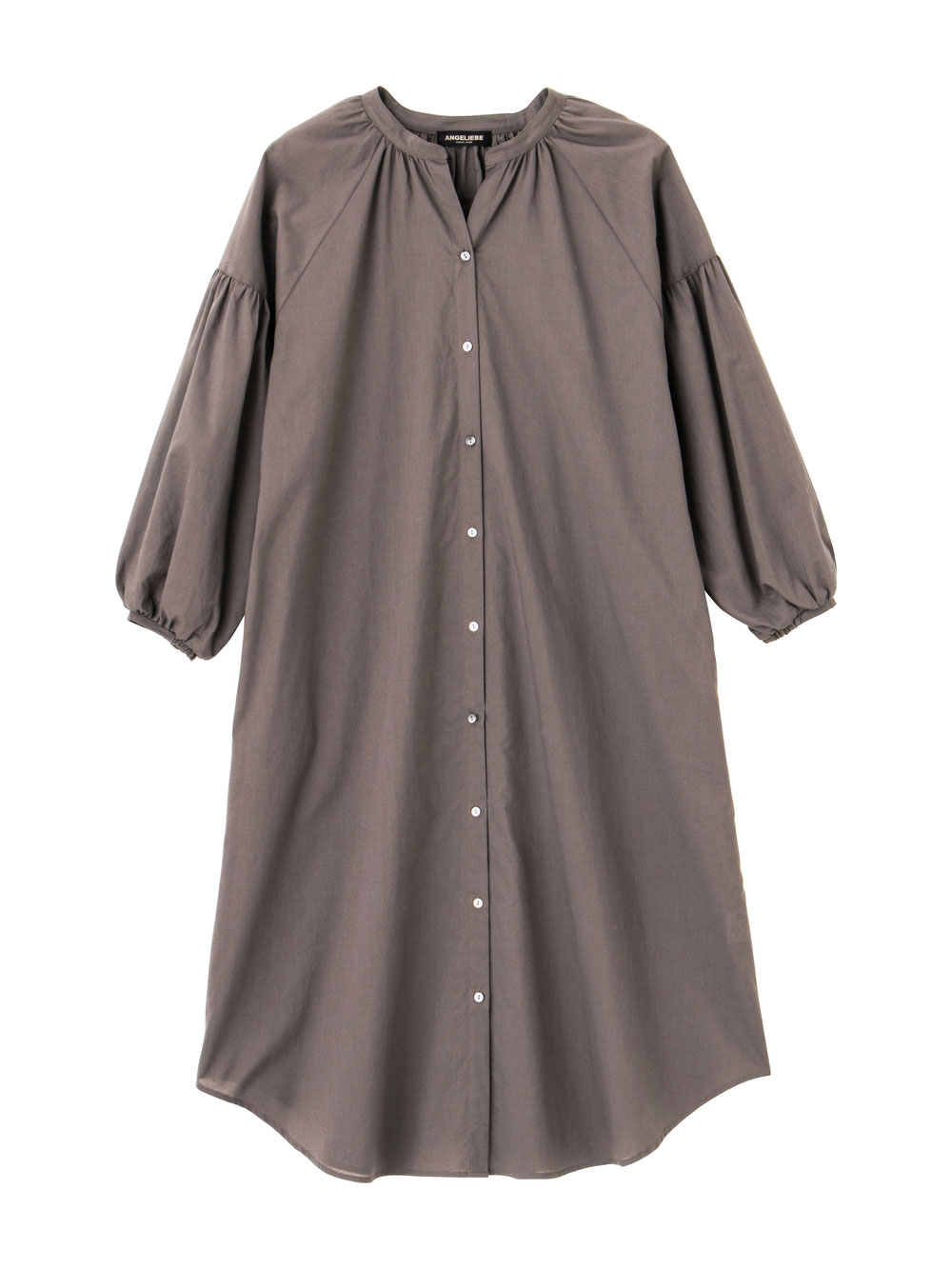 マタニティ ワンピース|コットンローン２WAYボリュームスリーブワンピース　マタニティ・授乳服【出産後も長く使える】|チャコール