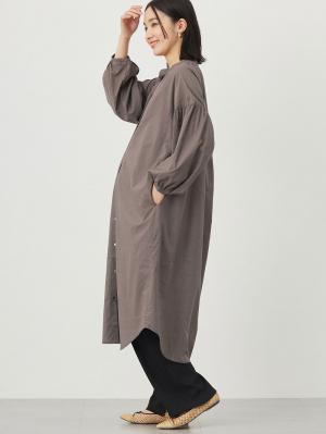 マタニティ ワンピース|コットンローン２WAYボリュームスリーブワンピース　マタニティ・授乳服【出産後も長く使える】|チャコール