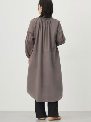 マタニティ ワンピース|コットンローン２WAYボリュームスリーブワンピース　マタニティ・授乳服【出産後も長く使える】|チャコール