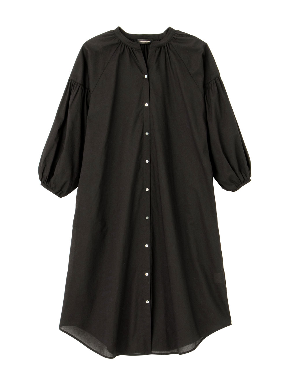 マタニティ ワンピース|コットンローン２WAYボリュームスリーブワンピース　マタニティ・授乳服【出産後も長く使える】|ブラック