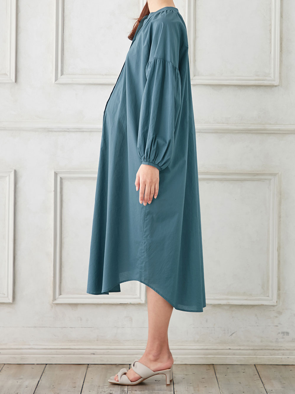 マタニティ ワンピース|コットンローン２WAYボリュームスリーブワンピース　マタニティ・授乳服【出産後も長く使える】