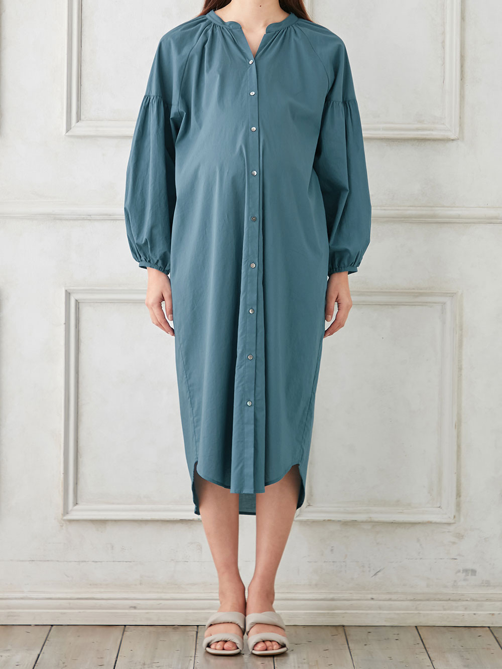 マタニティ ワンピース|コットンローン２WAYボリュームスリーブワンピース　マタニティ・授乳服【出産後も長く使える】