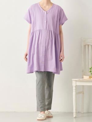 マタニティ パジャマ・ルームウェア|Wガーゼウエスト切替半袖パジャマ&産後も使えるレギンスパジャマ マタニティ・授乳パジャマ