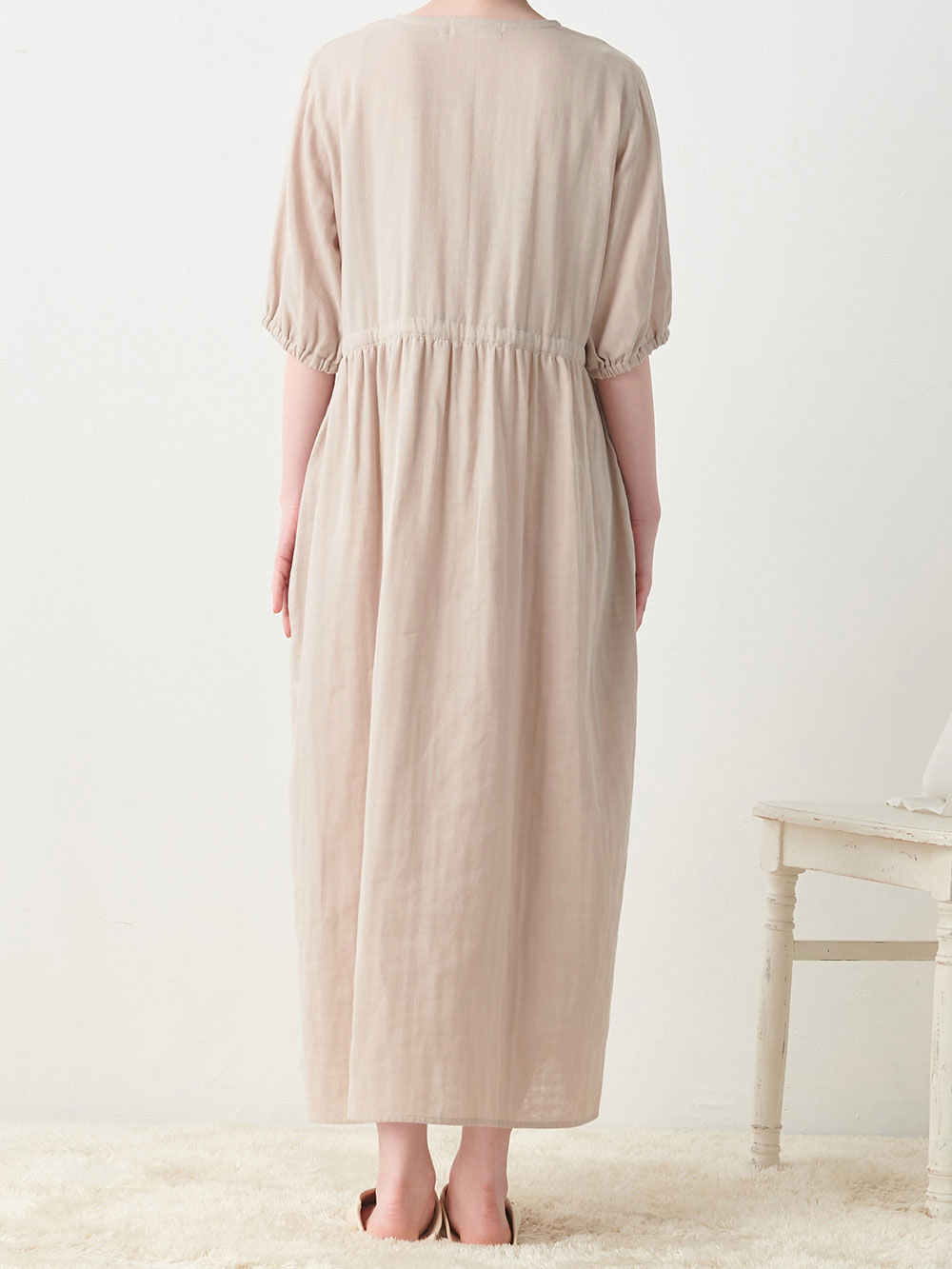 マタニティ パジャマ・ルームウェア|Ｗガーゼウエストリボンネグリジェ　マタニティ・授乳パジャマ