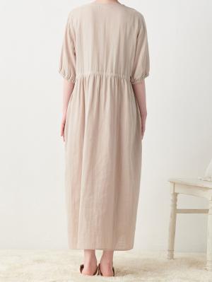 マタニティ パジャマ・ルームウェア|Ｗガーゼウエストリボンネグリジェ　マタニティ・授乳パジャマ