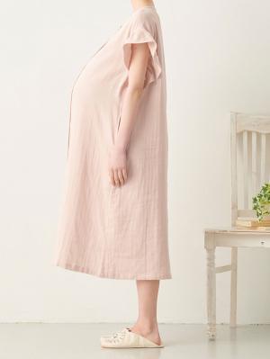 マタニティ パジャマ・ルームウェア|fairy（フェアリー）ダブルガーゼ半袖ワンピース　ネグリジェパジャマ（フロントスナップ）　マタニティ・授乳パジャマ