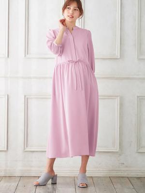 マタニティ ワンピース|ボリュームスリーブドロストギャザーワンピース マタニティ・授乳服【出産後も長く使える】|ピンク