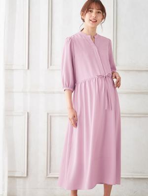 マタニティ ワンピース|ボリュームスリーブドロストギャザーワンピース マタニティ・授乳服【出産後も長く使える】|ピンク