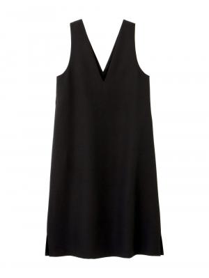 マタニティ ワンピース|Vネックロングジャンパースカート　マタニティ・授乳服【出産後も長く使える】|ブラック