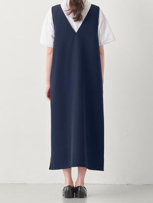 マタニティ ワンピース|Vネックロングジャンパースカート　マタニティ・授乳服【出産後も長く使える】