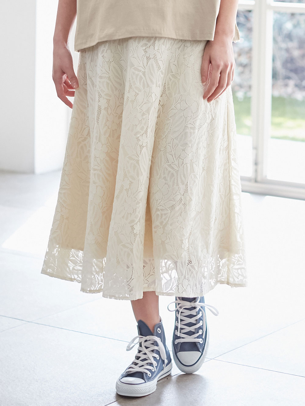 マタニティ スカート 綿混セミフレアレーススカート マタニティ 産後 マタニティウェア 授乳服通販 エンジェリーベ 公式 マタニティ スカート 綿混セミフレアレーススカート マタニティ 産後 マタニティウェア 授乳服通販 エンジェリーベ 公式