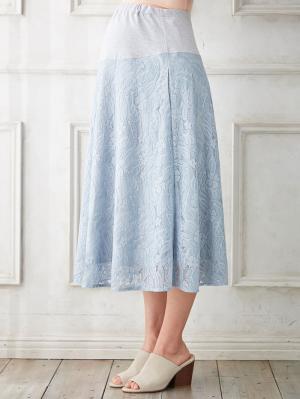マタニティ スカート|綿混セミフレアレーススカート　マタニティ・産後【出産後も長く使える】