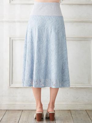 マタニティ スカート|綿混セミフレアレーススカート　マタニティ・産後【出産後も長く使える】