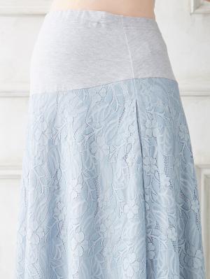 マタニティ スカート|綿混セミフレアレーススカート　マタニティ・産後【出産後も長く使える】