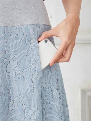 マタニティ スカート|綿混セミフレアレーススカート　マタニティ・産後【出産後も長く使える】