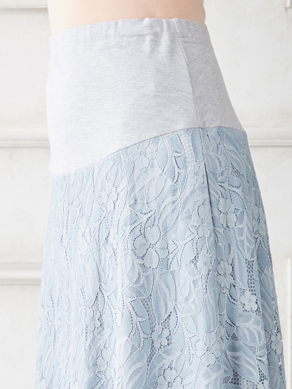 マタニティ スカート|綿混セミフレアレーススカート　マタニティ・産後【出産後も長く使える】