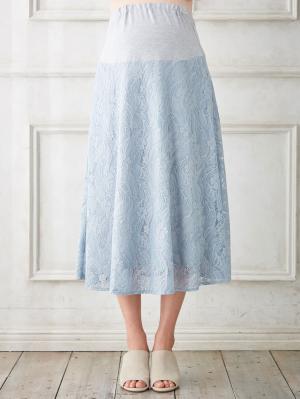 マタニティ スカート|綿混セミフレアレーススカート　マタニティ・産後【出産後も長く使える】