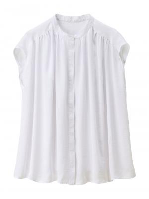 マタニティ トップス|ヴィンテージサテンギャザートップス　マタニティ・授乳服【出産後も長く使える】|ホワイト