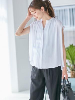 マタニティ トップス|ヴィンテージサテンギャザートップス　マタニティ・授乳服【出産後も長く使える】|ホワイト