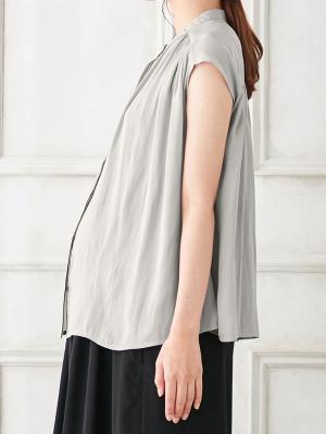 マタニティ トップス|ヴィンテージサテンギャザートップス　マタニティ・授乳服【出産後も長く使える】