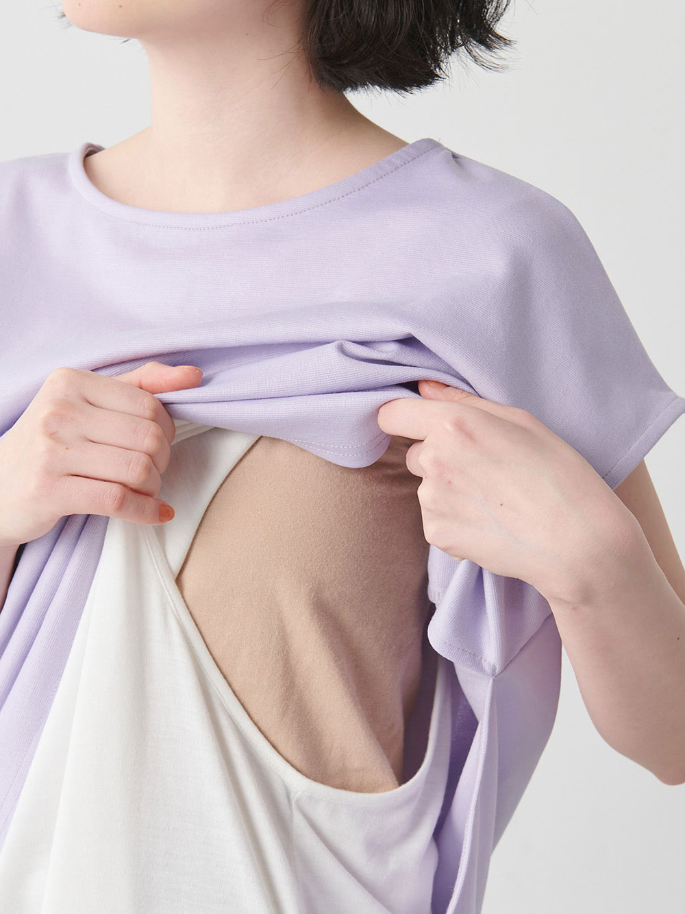 マタニティ トップス|ain（アイン）吸汗速乾レイヤードチュニック　マタニティ・授乳服【出産後も長く使える】