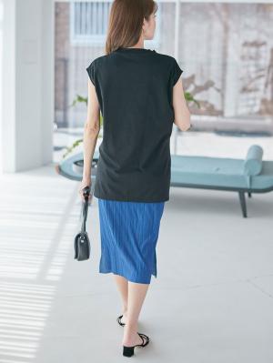 マタニティ ワンピース|ain（アイン）プリーツスカートレイヤード風ワンピース　マタニティ・授乳服【出産後も長く使える】|ブラック×ブルー