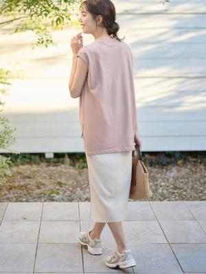 マタニティ ワンピース|ain（アイン）プリーツスカートレイヤード風ワンピース　マタニティ・授乳服【出産後も長く使える】|ピンク×ベージュ