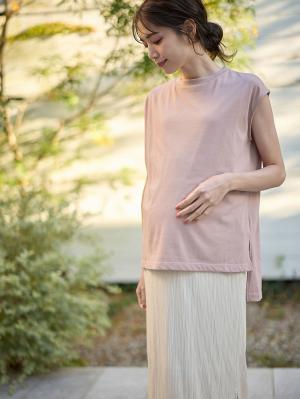 マタニティ ワンピース|ain（アイン）プリーツスカートレイヤード風ワンピース　マタニティ・授乳服【出産後も長く使える】|ピンク×ベージュ