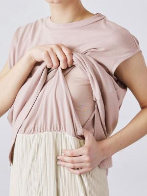 マタニティ ワンピース|ain（アイン）プリーツスカートレイヤード風ワンピース　マタニティ・授乳服【出産後も長く使える】