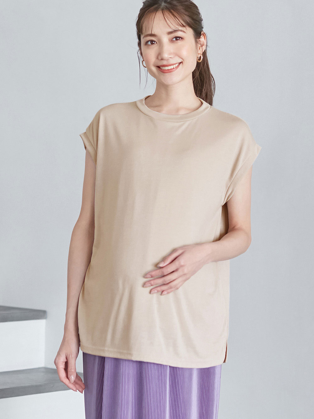 おまとめ割】ain（アイン）汗染み防止 フレンチスリーブTシャツ マタニティ・授乳服【出産後も長く使える】 マタニティ トップス ｜マタニティ ウェア・授乳服通販｜ エンジェリーベ 公式
