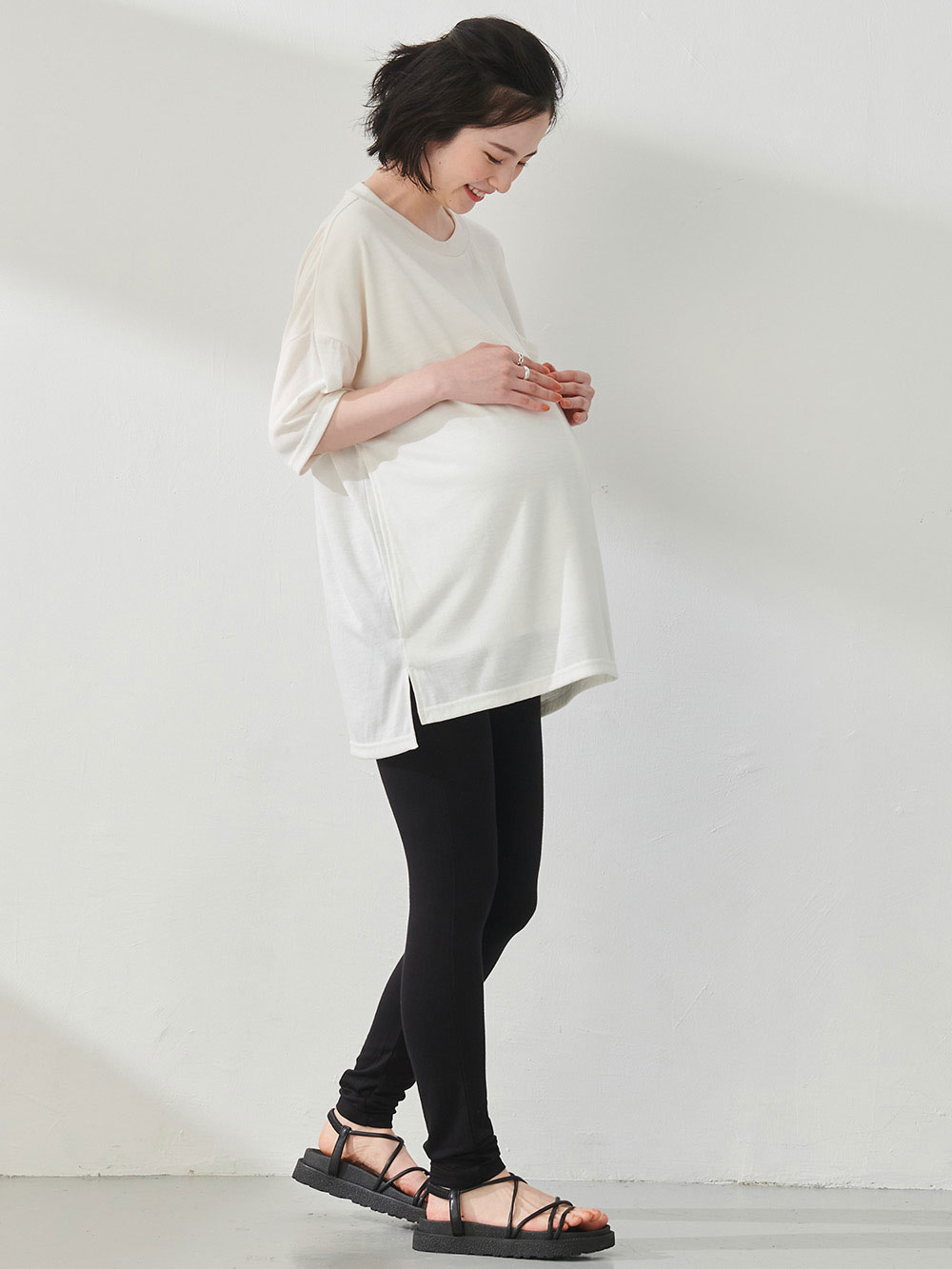 マタニティ トップス|ain（アイン）汗染み防止　ポケット付きゆるT　マタニティ・授乳服【出産後も長く使える】