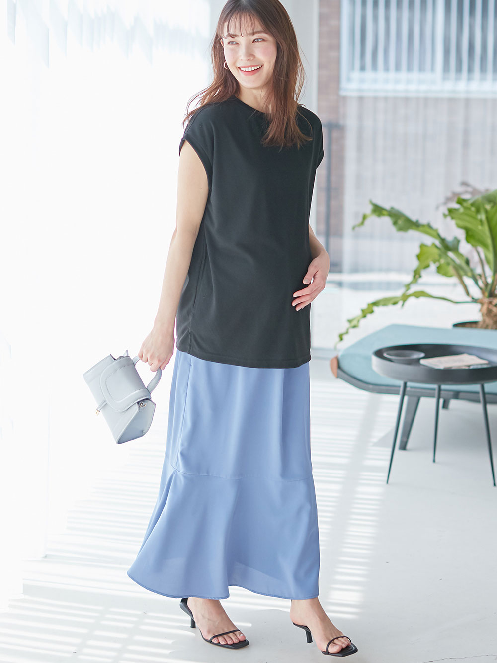マタニティ スカート|マーメイドスカート 　マタニティ・産後【出産後も長く使える】|ブルー