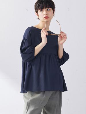 マタニティ トップス|コットンリネンティアードトップス マタニティ・授乳服【出産後も長く使える】|ネイビー