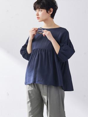マタニティ トップス|コットンリネンティアードトップス マタニティ・授乳服【出産後も長く使える】|ネイビー