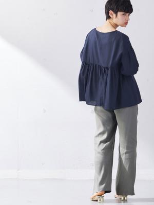 マタニティ トップス|コットンリネンティアードトップス マタニティ・授乳服【出産後も長く使える】|ネイビー