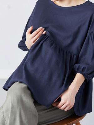 マタニティ トップス|コットンリネンティアードトップス マタニティ・授乳服【出産後も長く使える】