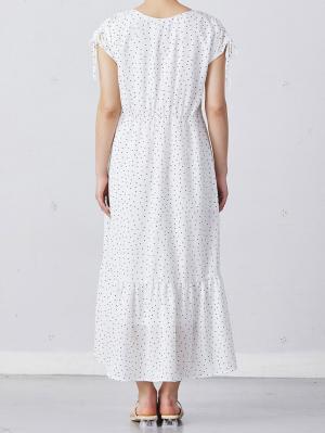 マタニティ ワンピース|フレンチスリーブドットプリントワンピース　マタニティ・授乳服【出産後も長く使える】