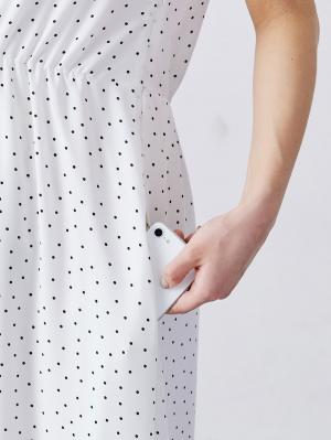 マタニティ ワンピース|フレンチスリーブドットプリントワンピース　マタニティ・授乳服【出産後も長く使える】