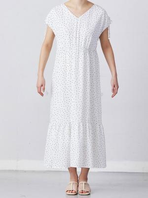 マタニティ ワンピース|フレンチスリーブドットプリントワンピース　マタニティ・授乳服【出産後も長く使える】