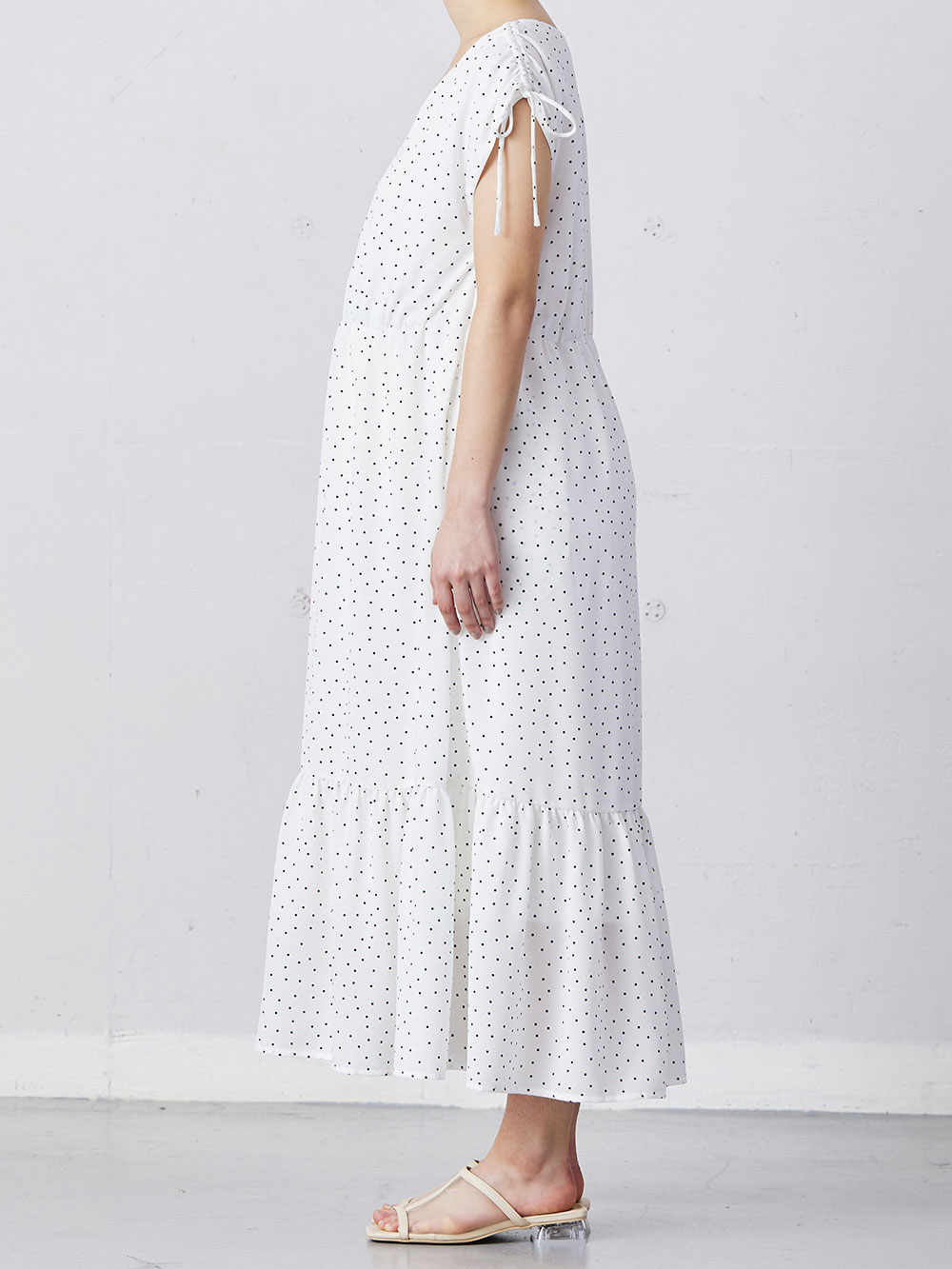 マタニティ ワンピース|フレンチスリーブドットプリントワンピース　マタニティ・授乳服【出産後も長く使える】