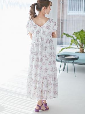 マタニティ ワンピース|フレンチスリーブフラワープリントワンピース マタニティ・授乳服【出産後も長く使える】|オフ