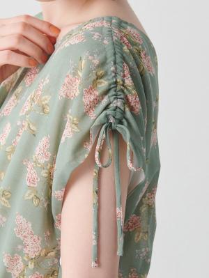 マタニティ ワンピース|フレンチスリーブフラワープリントワンピース マタニティ・授乳服【出産後も長く使える】