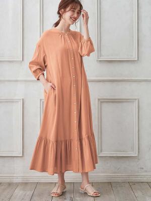 マタニティ ワンピース|2WAY裾ティア―ド楊柳ワンピース（ペチコート付）　マタニティ・授乳服【出産後も長く使える】|テラコッタ