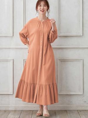 新品タグ付き　マタニティウェア　7分袖ワンピース　フレアー　授乳服　ベージュ 8960.jpg