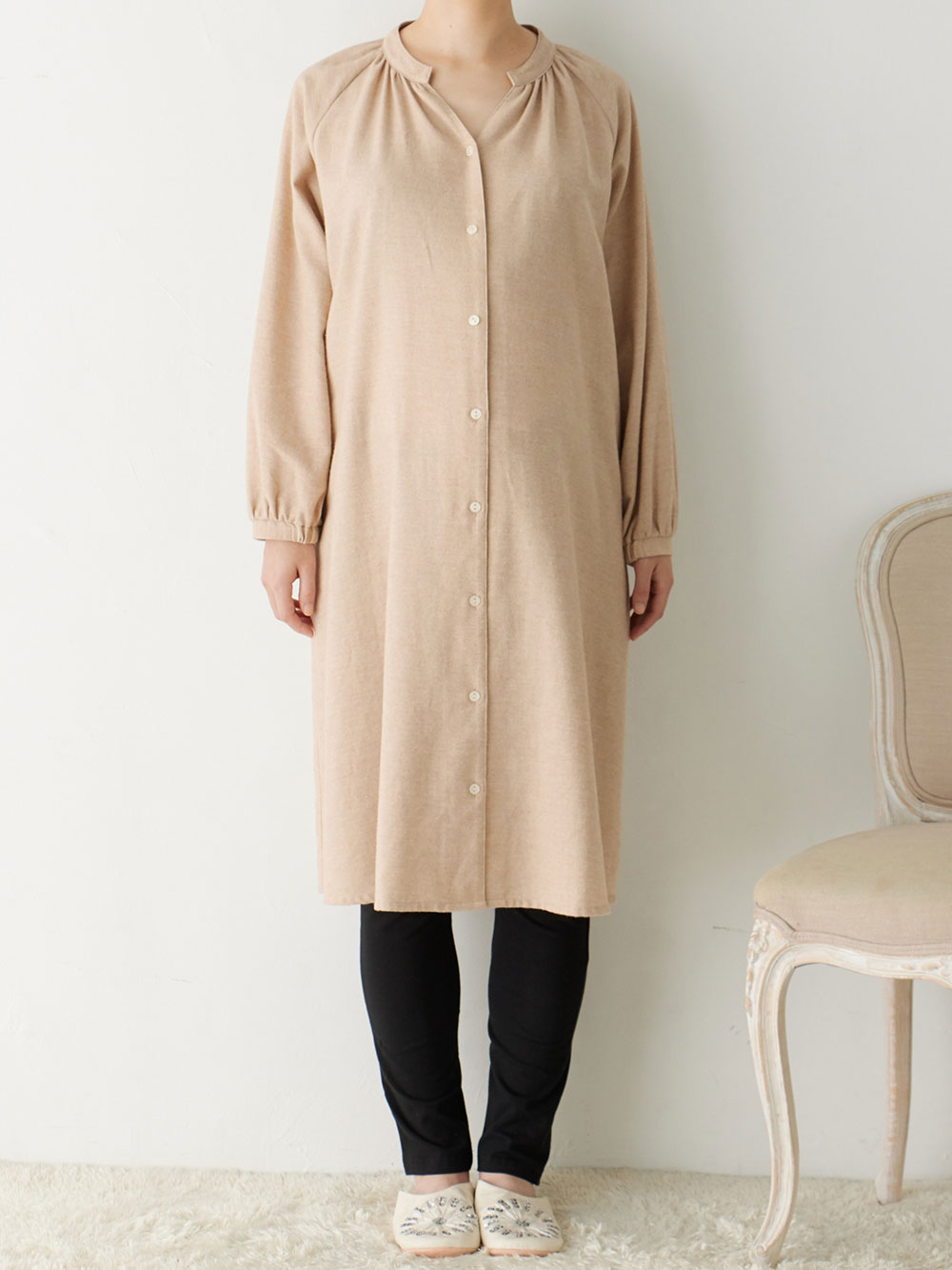 マタニティ パジャマ・ルームウェア|微起毛フランネルワンピース＆産前産後レギンスパジャマ　マタニティ・授乳パジャマ【出産後も長く使える】