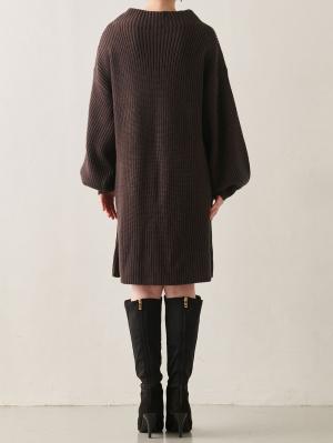 マタニティ ワンピース|a.i.n（アイン）アクリルニット片畦編みチュニックワンピ　マタニティ・産後授乳服【出産後も長く使える】